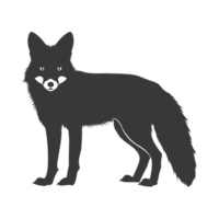 AI generated Silhouette red fox animal black color only full body png