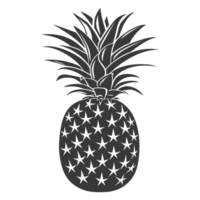 AI generated Silhouette Pineapple Fruit black color only png