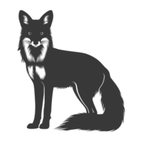 AI generated Silhouette red fox animal black color only full body png