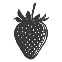 AI generated Silhouette Strawberry Fruit black color only png