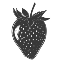 AI generated Silhouette Strawberry Fruit black color only png