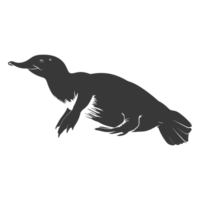 AI generated Silhouette platypus animal swim black color only full body png