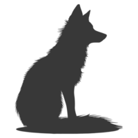 AI generated Silhouette red fox animal black color only full body png