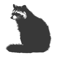 AI generated Silhouette Raccoon Animal black color only full body png