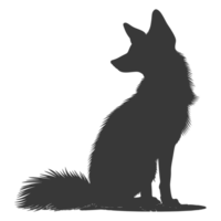 AI generated Silhouette red fox animal black color only full body png