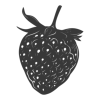 AI generated Silhouette Strawberry Fruit black color only png