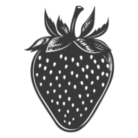 AI generated Silhouette Strawberry Fruit black color only png