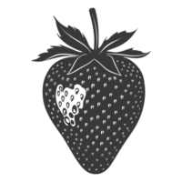 AI generated Silhouette Strawberry Fruit black color only png