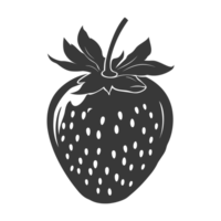 AI generated Silhouette Strawberry Fruit black color only png