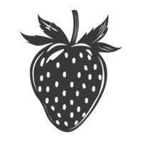 ai generato silhouette fragola frutta nero colore solo png