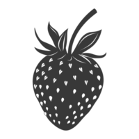 AI generated Silhouette Strawberry Fruit black color only png