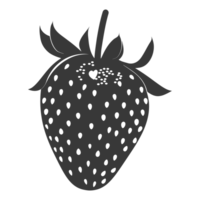 AI generated Silhouette Strawberry Fruit black color only png