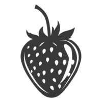 AI generated Silhouette Strawberry Fruit black color only png