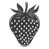 AI generated Silhouette Strawberry Fruit black color only png