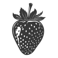 AI generated Silhouette Strawberry Fruit black color only png