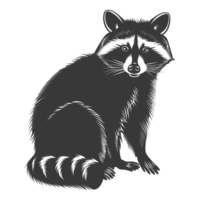 AI generated Silhouette Raccoon Animal black color only full body png