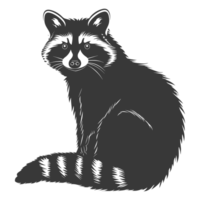 AI generated Silhouette Raccoon Animal black color only full body png