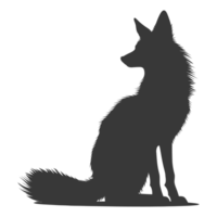 AI generated Silhouette red fox animal black color only full body png