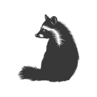 AI generated Silhouette Raccoon Animal black color only full body png