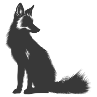 AI generated Silhouette red fox animal black color only full body png