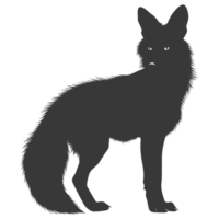 AI generated Silhouette red fox animal black color only full body png