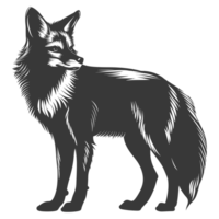 AI generated Silhouette red fox animal black color only full body png