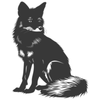 AI generated Silhouette red fox animal black color only full body png