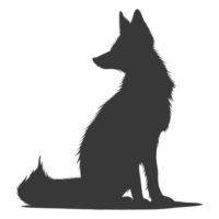 AI generated Silhouette red fox animal black color only full body png