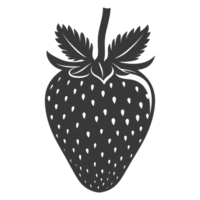 ai généré silhouette fraise fruit noir Couleur seulement png