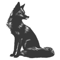 AI generated Silhouette red fox animal black color only full body png