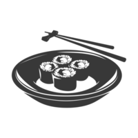 AI generated Silhouette Sushi or kimbab Dish black color only png