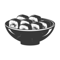 ai gegenereerd silhouet sushi of kimbab schotel zwart kleur enkel en alleen png