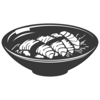 AI generated Silhouette Sushi or kimbab Dish black color only png