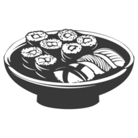 AI generated Silhouette Sushi or kimbab Dish black color only png