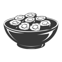 AI generated Silhouette Sushi or kimbab Dish black color only png