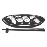 AI generated Silhouette Sushi or kimbab Dish black color only png