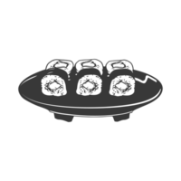 AI generated Silhouette Sushi or kimbab Dish black color only png