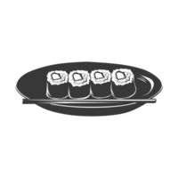 AI generated Silhouette Sushi or kimbab Dish black color only png