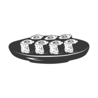 AI generated Silhouette Sushi or kimbab Dish black color only png