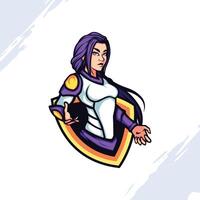 Mascot Logo of Smiling Female Hero wearing White Suit vector