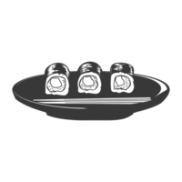 AI generated Silhouette Sushi or kimbab Dish black color only png