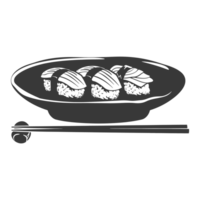 AI generated Silhouette Sushi or kimbab Dish black color only png