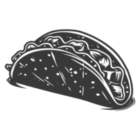 ai généré silhouette taco nourriture noir Couleur seulement png