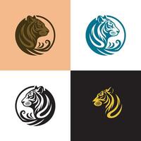 tiger head logo vector set