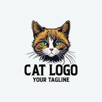 vector logo cute cat head