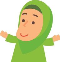Cute happy Muslim hijab Arab woman cartoon illustration vector