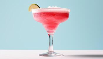 AI generated Refreshing cocktail with ice, fruit, and a splash of tequila generated by AI photo