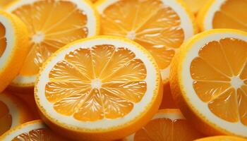 AI generated Fresh citrus fruit slice, nature healthy, juicy, vibrant refreshment generated by AI photo