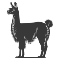 AI generated Silhouette llama animal black color only full body png