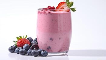 AI generated Freshness in a glass Berry milkshake, healthy, organic, and delicious generated by AI photo